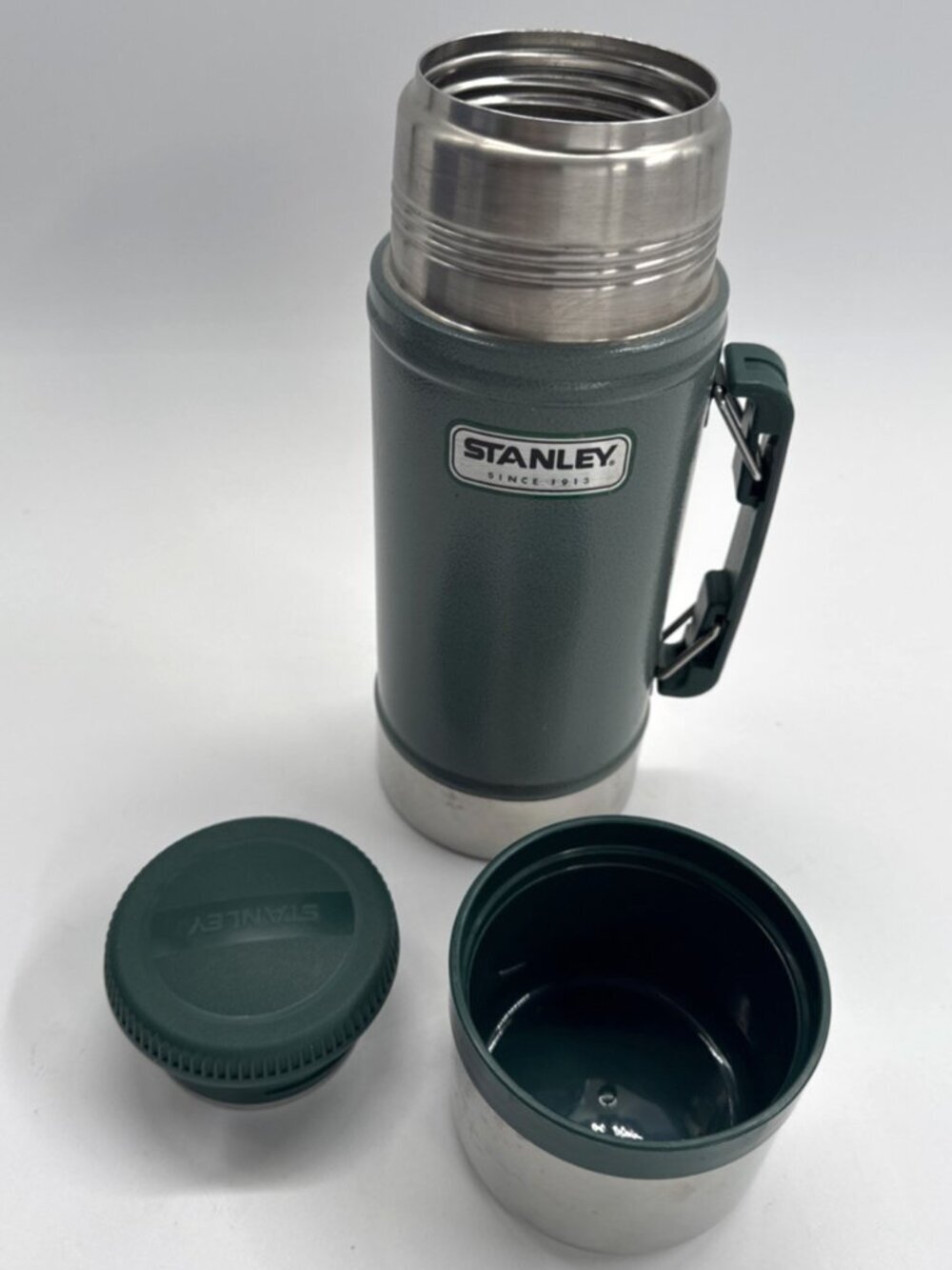 Stanley Stainless Steel 24oz Wide Mouth Thermos Green with Cup Lid EN 12546-1